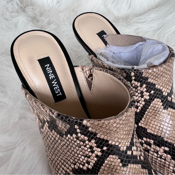 Nine West Snake Skin Vegan Leather Mule Heels 5.5 - Picture 4 of 6